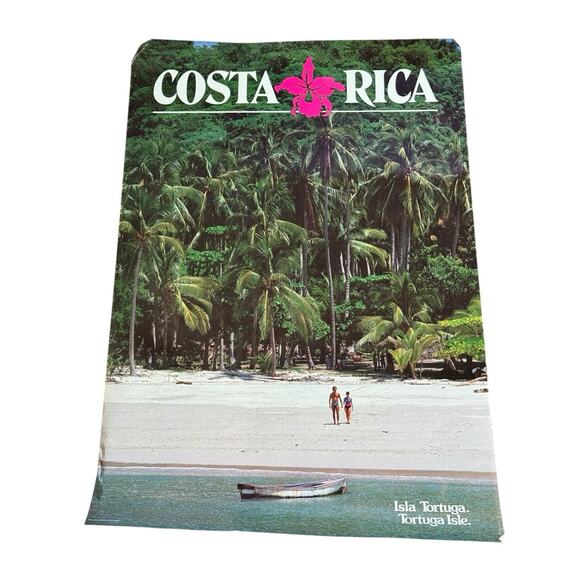 VTG Costa Rica Travel Poster Isla Tortuga Beach Tropical Tourism Original READ - Picture 2 of 10